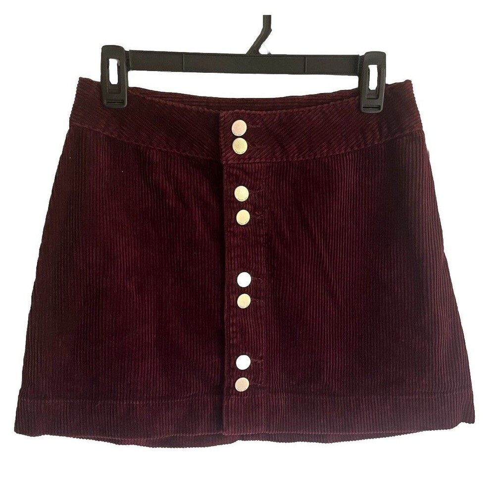 Abercrombie & fitch Front Skirt Size 2 Waist Vampy Lagenlook Button burgundy
